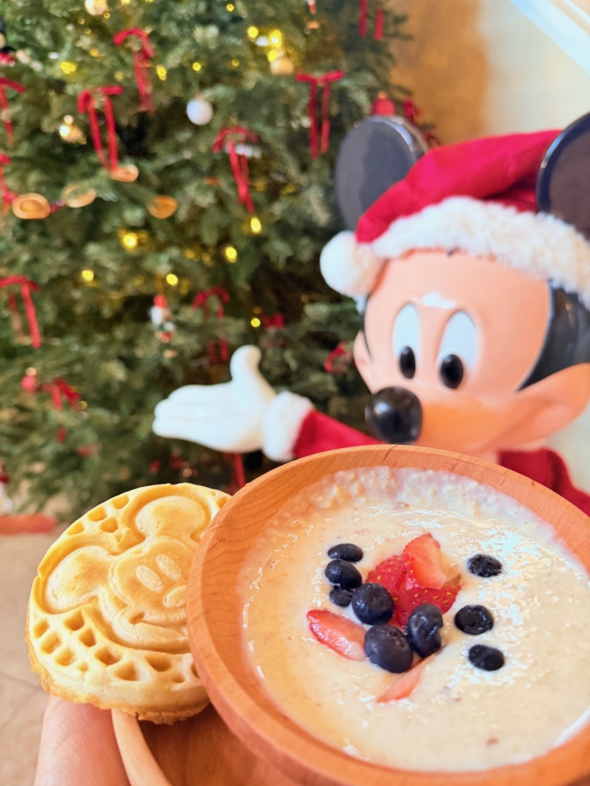 Holiday breakfast with seasonal decorations